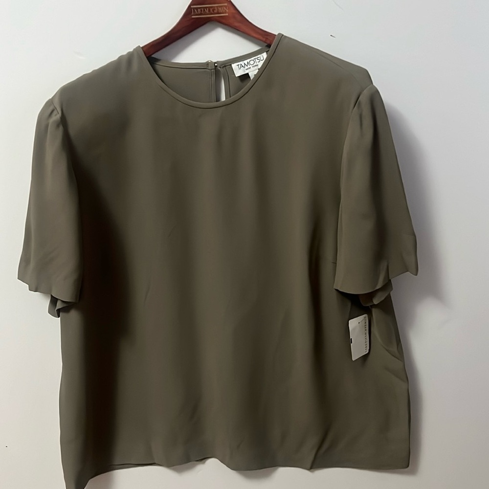 TAMOTSU  NEWYORK MOSS GREEN BLOUSE NWT SIZE 2X‎